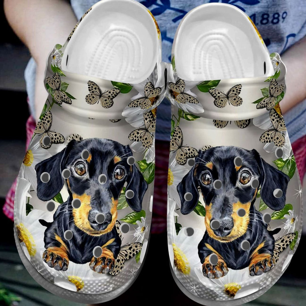 Dachshund Personalize Clog, Custom Name, Text, Fashion Style For Women, Men, Kid, Print 3D Puppy Eyes