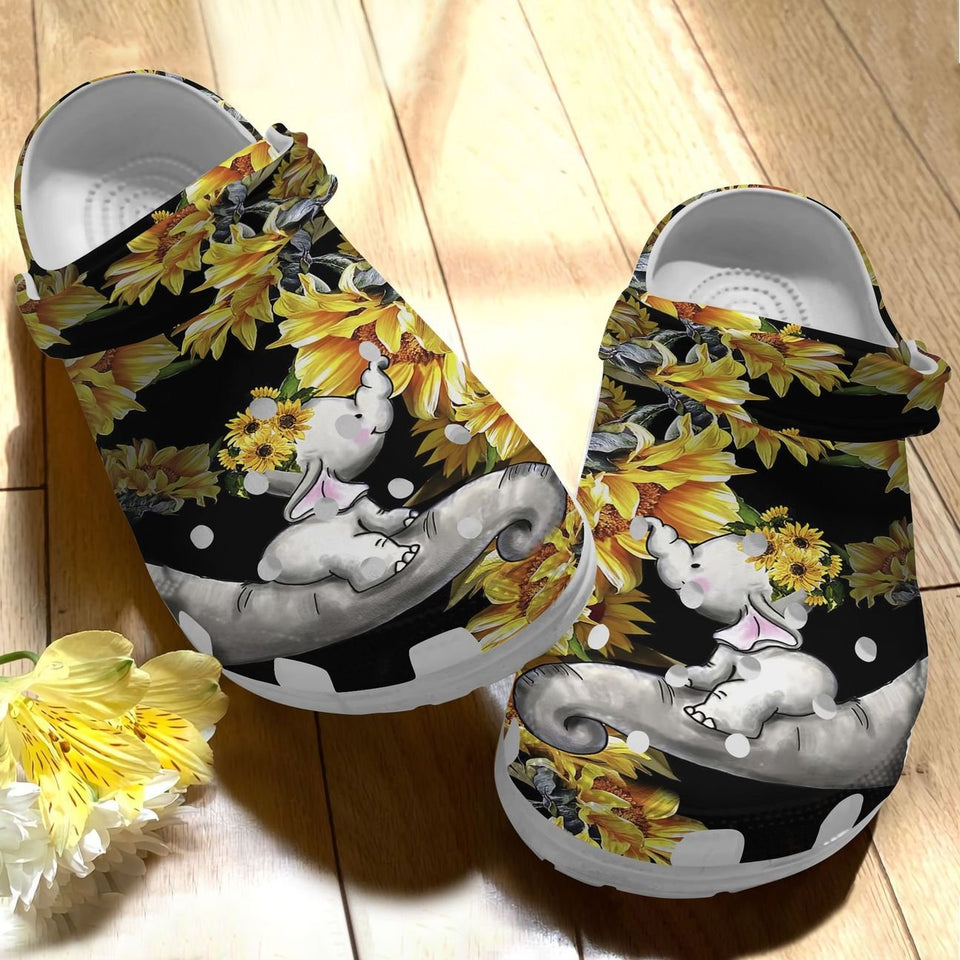 Elephant Personalize Clog, Custom Name, Text, Fashion Style For Women, Men, Kid, Print 3D Love Mom
