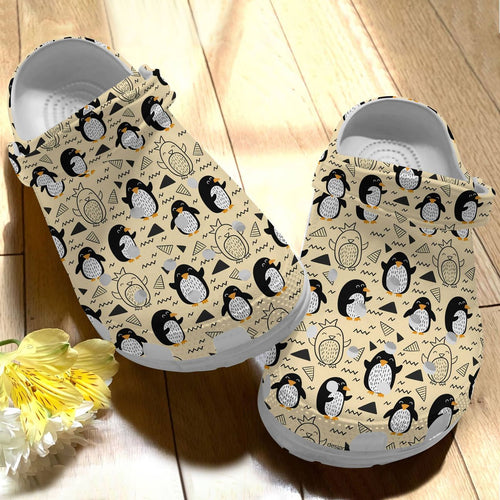 Penguin Personalize Clog, Custom Name, Text, Fashion Style For Women, Men, Kid, Print 3D Whitesole Happy Day