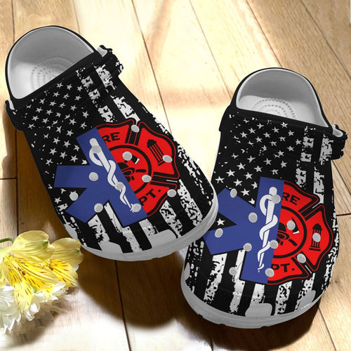Ems Personalize Clog, Custom Name, Text, Fashion Style For Women, Men, Kid, Print 3D Whitesole Ems And Firefighter