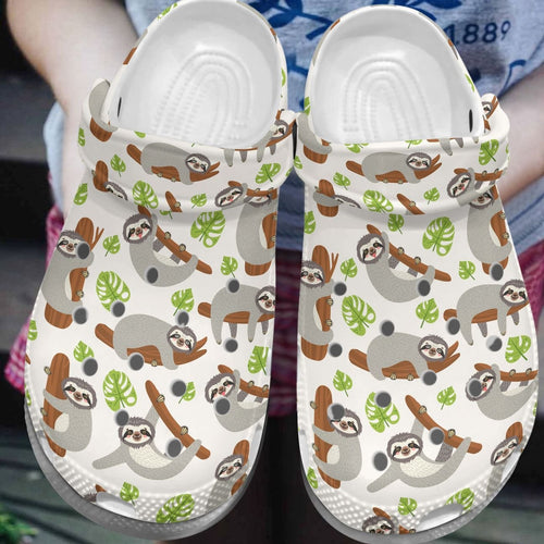 Sloth Personalize Clog, Custom Name, Text, Fashion Style For Women, Men, Kid, Print 3D Grey Sloth