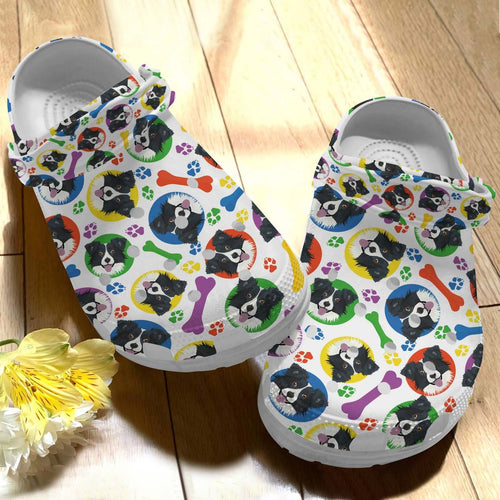 Border Collie Personalize Clog, Custom Name, Text, Fashion Style For Women, Men, Kid, Print 3D Whitesole Border Collie Pattern