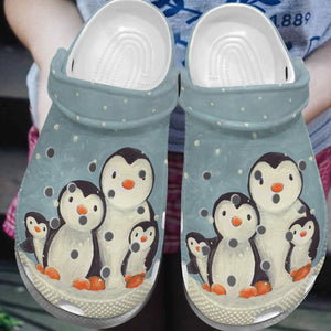 Penguin Personalize Clog, Custom Name, Text, Fashion Style For Women, Men, Kid, Print 3D Penguin Happy Family