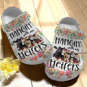 Cow Personalize Clog, Custom Name, Text, Fashion Style For Women, Men, Kid, Print 3D Hanging With My Heifers