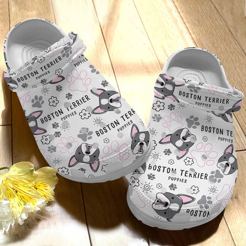 Dog Personalize Clog, Custom Name, Text, Fashion Style For Women, Men, Kid, Print 3D Boston Terrier V2