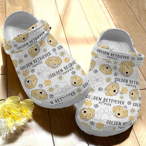 Dog Personalize Clog, Custom Name, Text, Fashion Style For Women, Men, Kid, Print 3D Golden Retriever V4