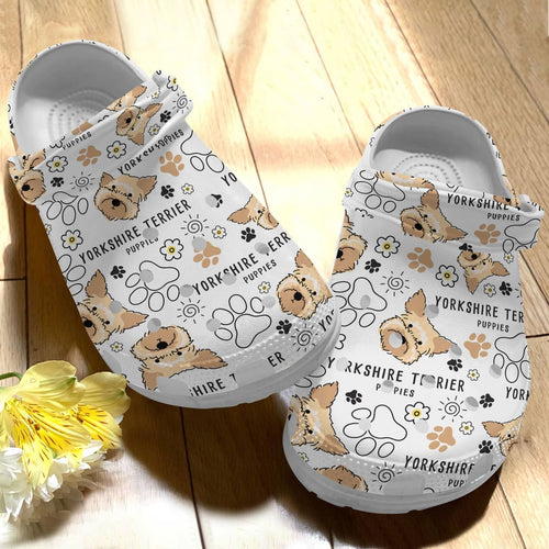 Dog Personalize Clog, Custom Name, Text, Fashion Style For Women, Men, Kid, Print 3D Yorkshire Terrier V2