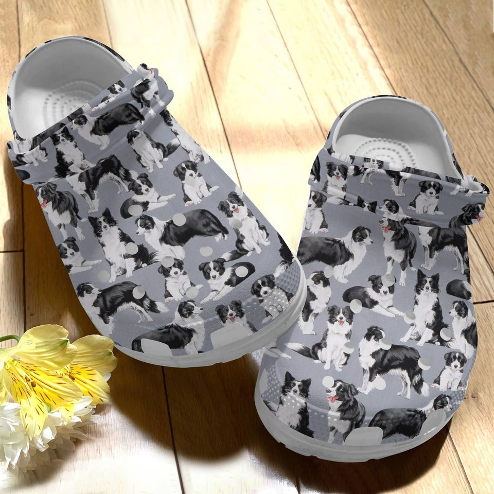 Dog Personalize Clog, Custom Name, Text, Fashion Style For Women, Men, Kid, Print 3D Border Collie V4