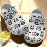 Panda Personalize Clog, Custom Name, Text, Fashion Style For Women, Men, Kid, Print 3D Whitesole Panda Lover Color Series