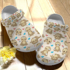 Sloth Personalize Clog, Custom Name, Text, Fashion Style For Women, Men, Kid, Print 3D Whitesole Baby Sloth