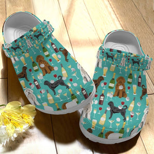 Labradoodle Personalize Clog, Custom Name, Text, Fashion Style For Women, Men, Kid, Print 3D Whitesole Wine Pattern