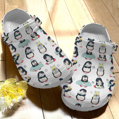 Penguin Personalize Clog, Custom Name, Text, Fashion Style For Women, Men, Kid, Print 3D Whitesole Lovely Penguin
