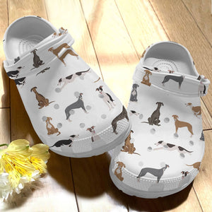 Dog Personalize Clog, Custom Name, Text, Fashion Style For Women, Men, Kid, Print 3D Greyhound V1