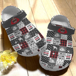 Firefighter Personalize Clog, Custom Name, Text, Fashion Style For Women, Men, Kid, Print 3D Red Black