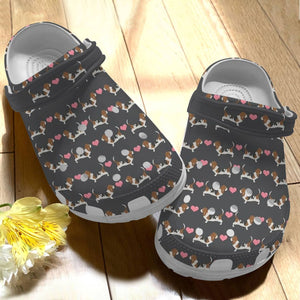 Basset Hound Personalize Clog, Custom Name, Text, Fashion Style For Women, Men, Kid, Print 3D Whitesole Sweet Heart