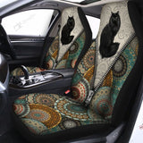 Boho Black Cat Car Seat Covers Set 2 Pc, Car Accessories Seat Cover