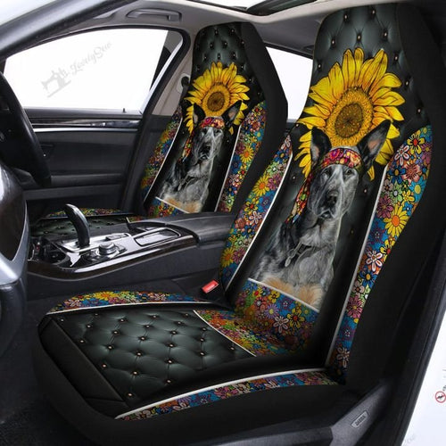 Hippie Australian Cattle Dog Car Seat Covers Set 2 Pc, Car Accessories Seat Cover