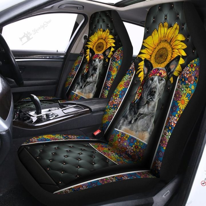 Hippie Australian Cattle Dog Car Seat Covers Set 2 Pc, Car Accessories Seat Cover