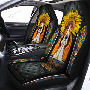 Hippie Basset Hound Car Seat Covers Set 2 Pc, Car Accessories Seat Cover