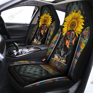 Hippie Dachshund Car Seat Covers Set 2 Pc, Car Accessories Seat Cover