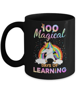 100 Magical Days Of Learning Flossing Unicorn Ceramic Mug Gift, Double Side Coffee Mugs, Funny Gifts For Mom, Dad, Son, Daughter