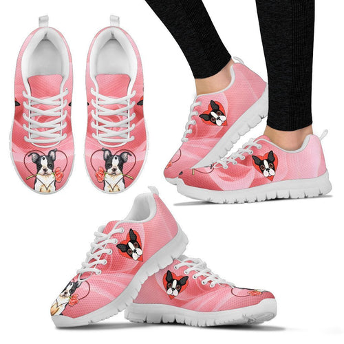 Valentine's Day Special Boston Terrier On Red Print Running Shoes For Women- Free Shipping