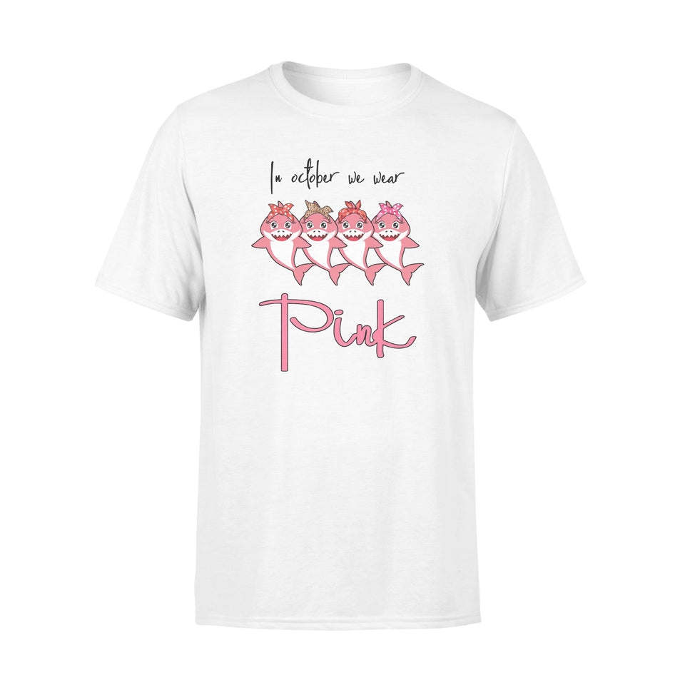 Shark In October We Wear Pink Breast Cancer Awareness T-Shirt
