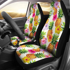 Cool Pineapple And Hibiscus Car Seat Covers - AH - K5