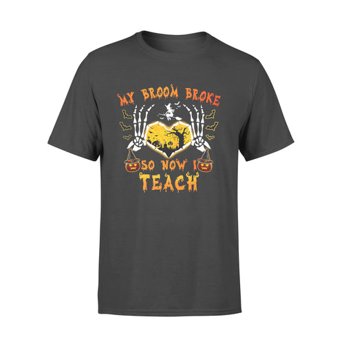 Teacher Broom Broke Halloween T Shirt Scary Pumpkin Funny Costume Printing Personalised T-Shirts