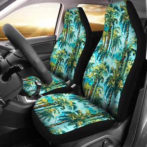 Hawaii Tropical Palm Trees Blue Car Seat Cover - AH - J7