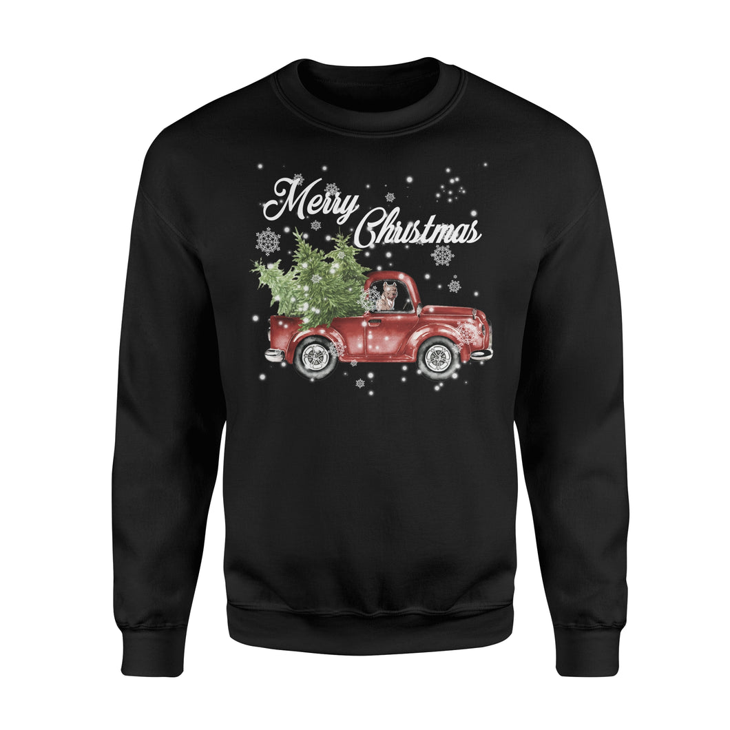 Pit Bull Dog Merry Christmas Red Truck Snow Xmas Funny Clothing Apparel T-shirt - Standard Fleece Sweatshirt Pit Bull Dog Merry Christmas Red Truck Snow Xmas Funny Clothing Apparel T-shirt - Standard Fleece Sweatshirt - Vegamart.com
