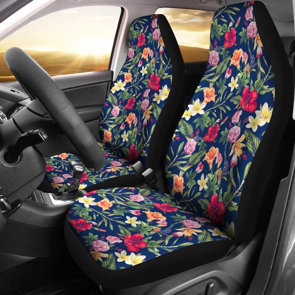 Hawaii Tropical Hibiscus Red And Plumeria White Car Seat Cover - AH - J7