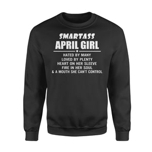 April Girl Smartass Hated Loved Heart Sleeve Fire Soul Mouth Can'T Control Birthday Apparel Clothing T-Shirt - Standard Fleece Sweatshirt April Girl Smartass Hated Loved Heart Sleeve Fire Soul Mouth Can'T Control Birthday Apparel Clothing T-Shirt - Standard Fleece Sweatshirt - Vegamart.com