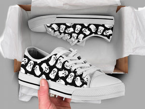 Black Ghost Low Top Shoes For Women, Shoes For Men Custom Shoes White Black Ghost Low Top Shoes For Women, Shoes For Men Custom Shoes White - Vegamart.com