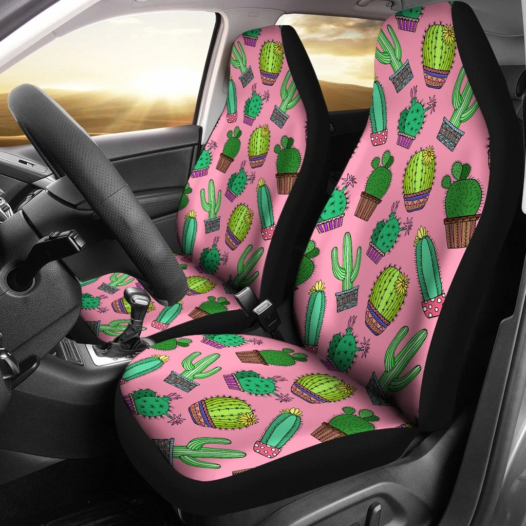 Cactus Pink Car Seat Covers Set 2 Pc, Car Accessories Car Mats Covers Cactus Pink Car Seat Covers Set 2 Pc, Car Accessories Car Mats Covers - Vegamart.com