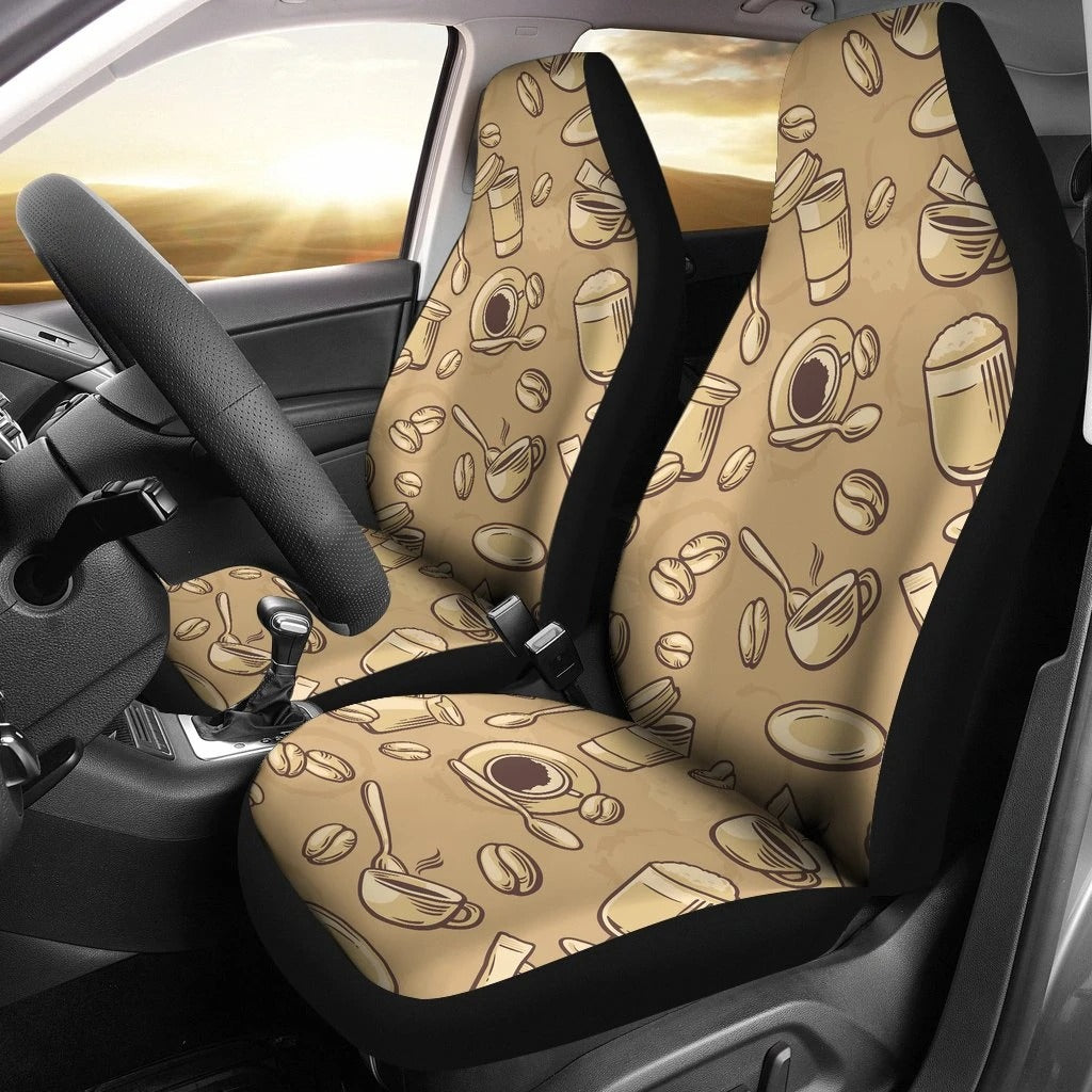 Coffee Car Seat Covers Set 2 Pc, Car Accessories Car Mats Covers Coffee Car Seat Covers Set 2 Pc, Car Accessories Car Mats Covers - Vegamart.com