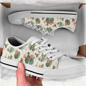 Cactus Low Top Shoes For Women, Shoes For Men Custom Shoes White Cactus Low Top Shoes For Women, Shoes For Men Custom Shoes White - Vegamart.com