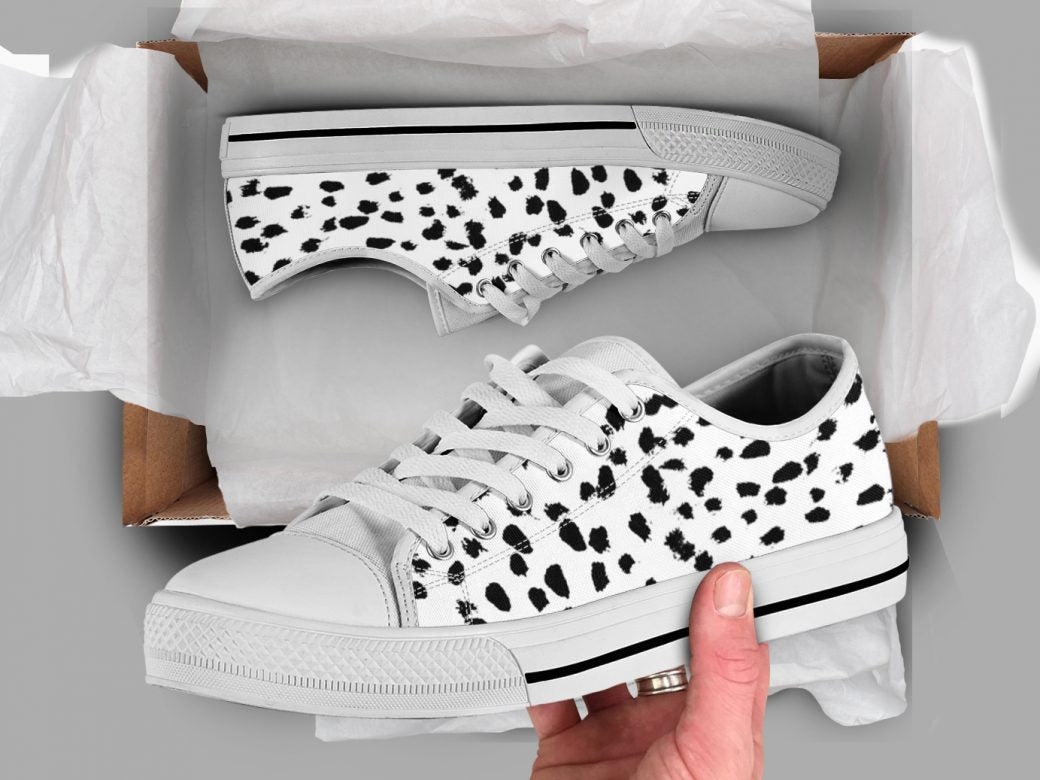Dalmatian Low Top Shoes For Women, Shoes For Men Custom Shoes White Dalmatian Low Top Shoes For Women, Shoes For Men Custom Shoes White - Vegamart.com