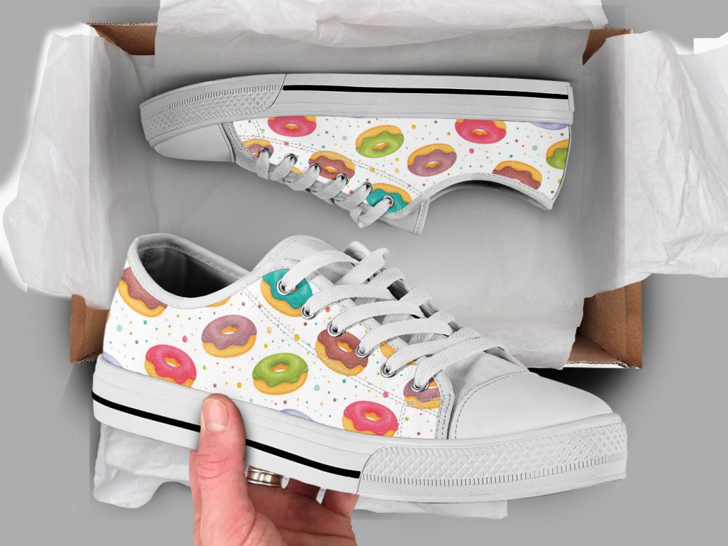 Donuts Low Top Shoes For Women, Shoes For Men Custom Shoes White Donuts Low Top Shoes For Women, Shoes For Men Custom Shoes White - Vegamart.com