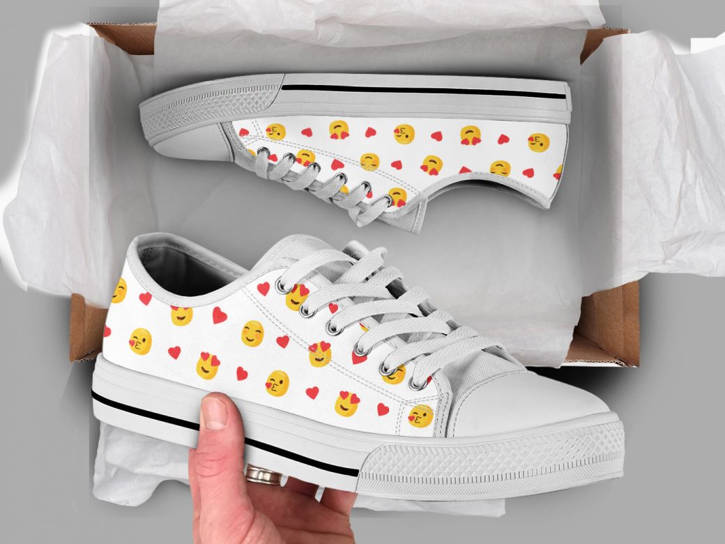 Emoji Smiley Low Top Shoes For Women, Shoes For Men Custom Shoes White Emoji Smiley Low Top Shoes For Women, Shoes For Men Custom Shoes White - Vegamart.com