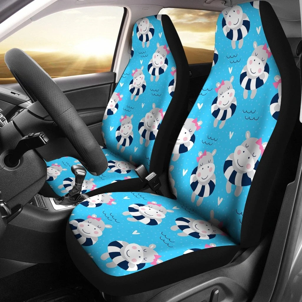 Hippo Cute Car Seat Covers Set 2 Pc, Car Accessories Car Mats Covers Hippo Cute Car Seat Covers Set 2 Pc, Car Accessories Car Mats Covers - Vegamart.com