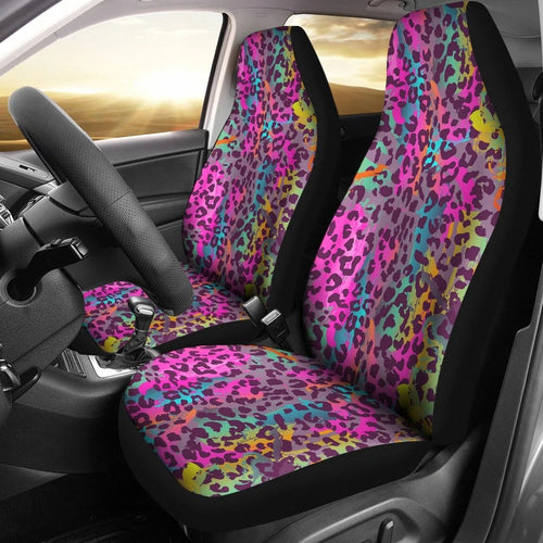 Rainbow Cheetah Leopard Car Seat Covers Set 2 Pc, Car Accessories Car Mats Covers Rainbow Cheetah Leopard Car Seat Covers Set 2 Pc, Car Accessories Car Mats Covers - Vegamart.com