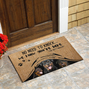 No Need To Knock... Rottweiler Doormat Floor Mat Door Mat For Indoor Or Outdoor Use, Utility Mat For Entryway, Home Gym