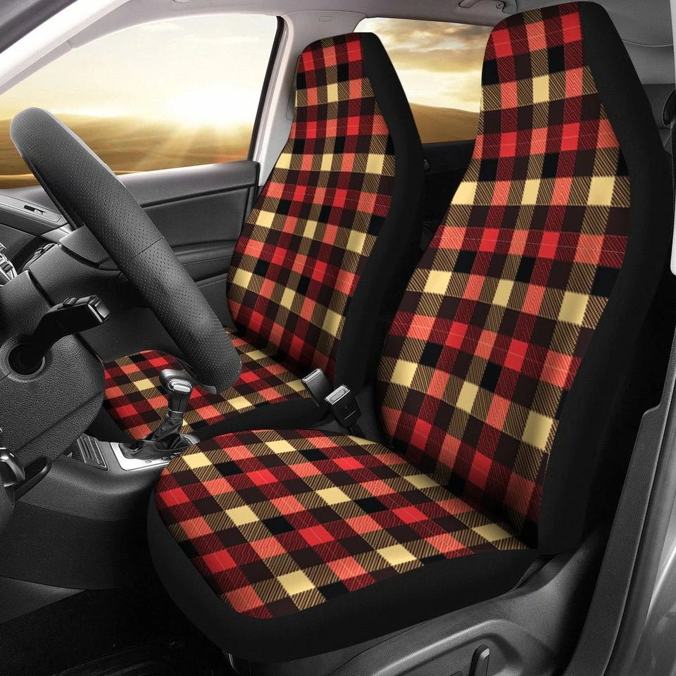 Scottish Tartan Red Yellow Plaid Car Seat Covers Set 2 Pc, Car Accessories Car Mats Covers Scottish Tartan Red Yellow Plaid Car Seat Covers Set 2 Pc, Car Accessories Car Mats Covers - Vegamart.com