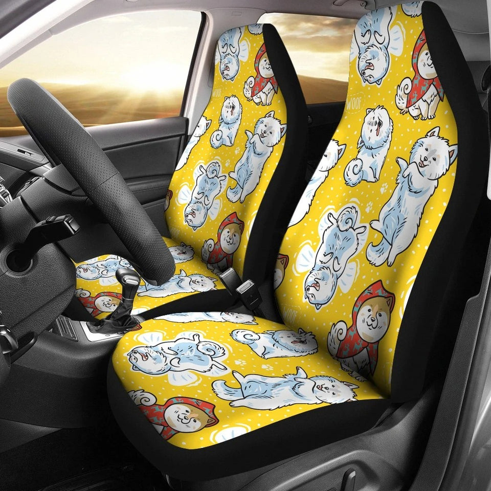 Somoyed Dog Car Seat Covers Set 2 Pc, Car Accessories Car Mats Covers Somoyed Dog Car Seat Covers Set 2 Pc, Car Accessories Car Mats Covers - Vegamart.com