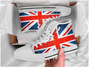 UK Flag High Top Shoes For Women, Shoes For Men Custom Shoes White UK Flag High Top Shoes For Women, Shoes For Men Custom Shoes White - Vegamart.com