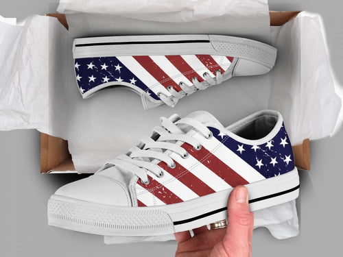 US Flag Low Top Shoes For Women, Shoes For Men Custom Shoes White US Flag Low Top Shoes For Women, Shoes For Men Custom Shoes White - Vegamart.com