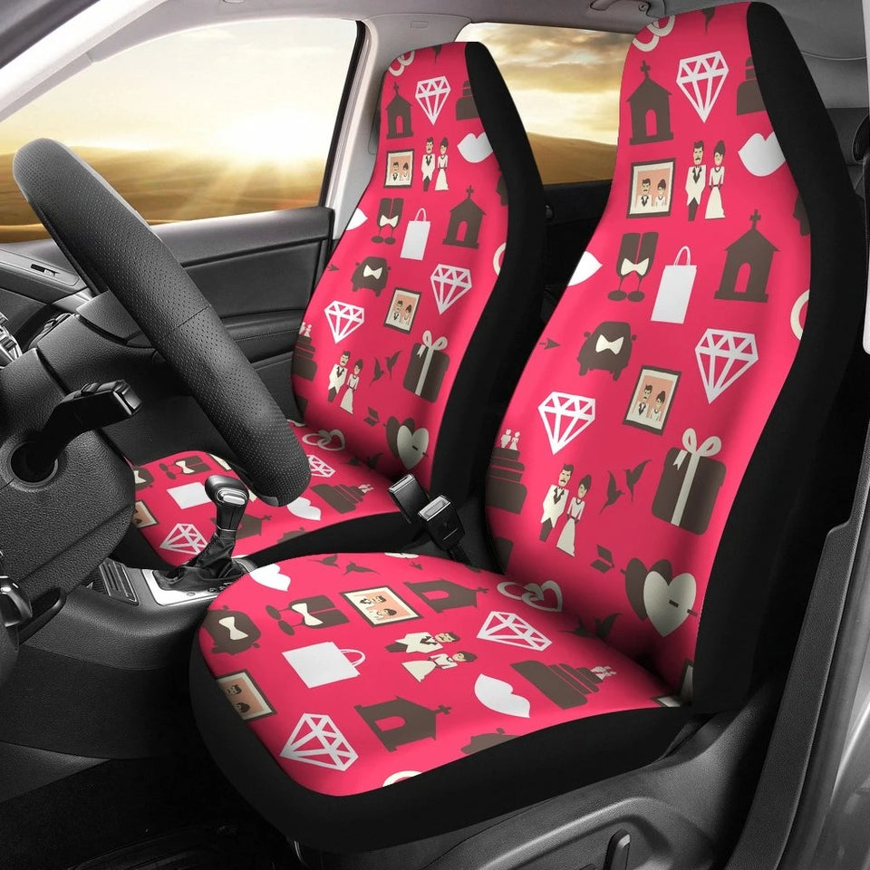 Wedding Pink Car Seat Covers Set 2 Pc, Car Accessories Car Mats Covers Wedding Pink Car Seat Covers Set 2 Pc, Car Accessories Car Mats Covers - Vegamart.com