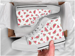 Watermelon High Top Shoes For Women, Shoes For Men Custom Shoes White Watermelon High Top Shoes For Women, Shoes For Men Custom Shoes White - Vegamart.com