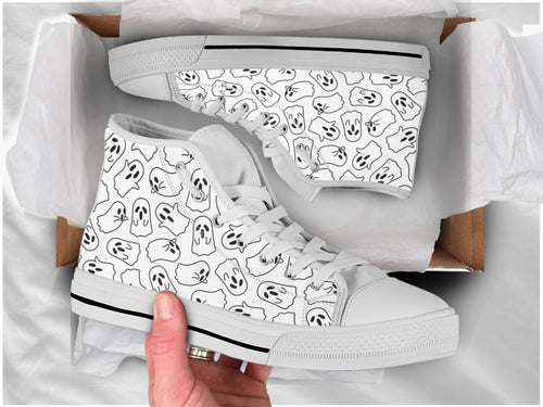 White Ghost High Top Shoes For Women, Shoes For Men Custom Shoes White White Ghost High Top Shoes For Women, Shoes For Men Custom Shoes White - Vegamart.com